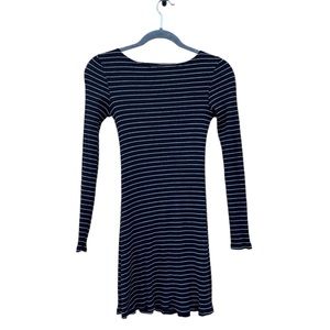 Reformation Black and White Stripe Pinstripe Ribbed Knit Mini Dress Medium